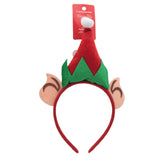 Elf Hat Head Band featuring a festive red and green design with elf ears, perfect for Christmas celebrations.